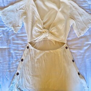 Tie-Front Cover-up Dress with Button Accents